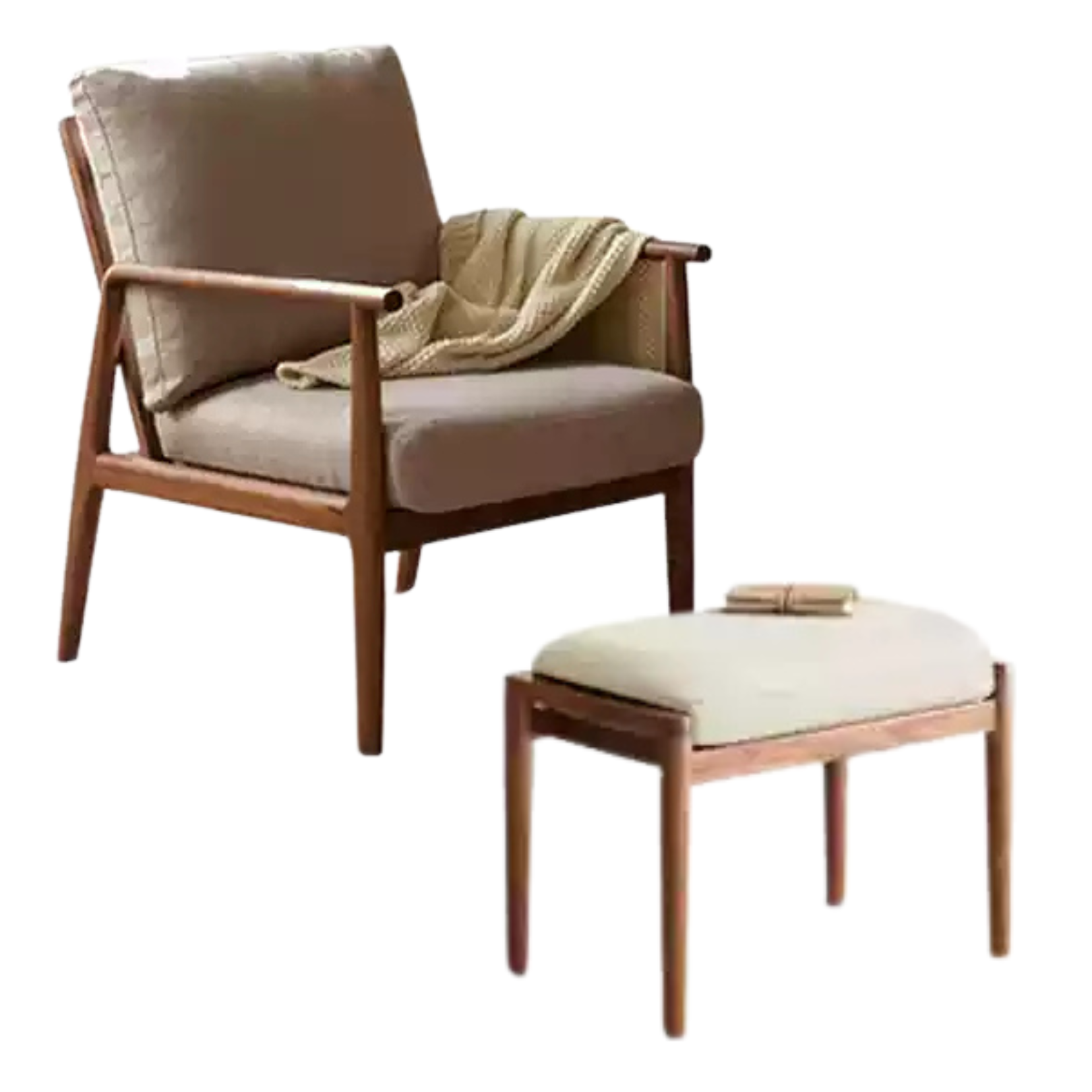 Black Walnut, Ash Solid Wood Backrest Leisure Sofa Chair.