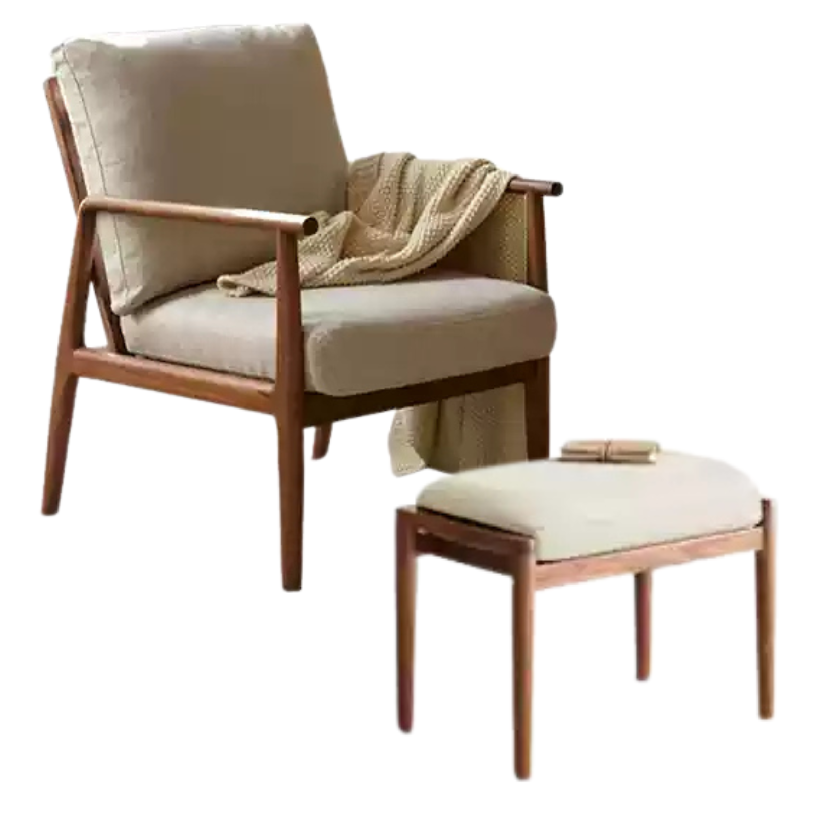 Black Walnut, Ash Solid Wood Backrest Leisure Sofa Chair.