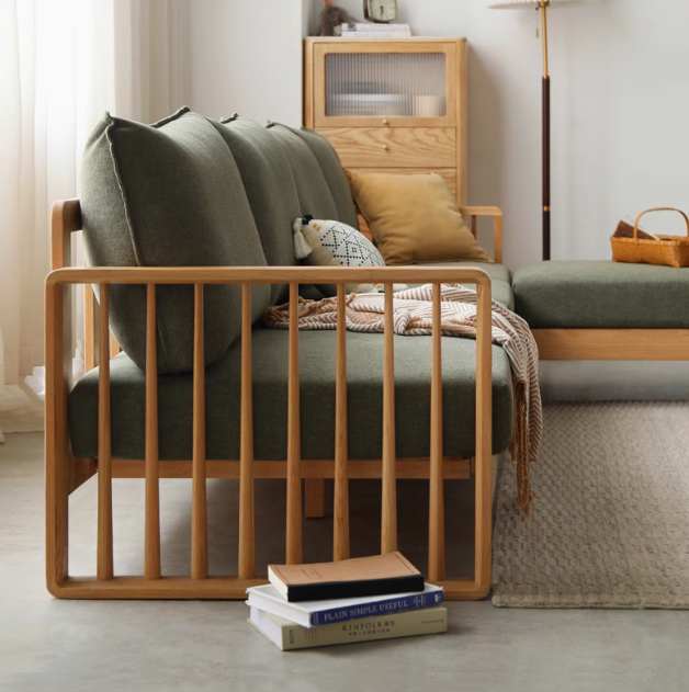 Ash Solid Wood Corner Modern Simple Sofa.