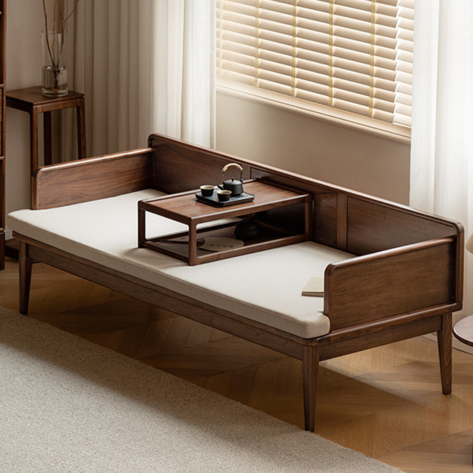 Black Walnut, Oak solid wood Bed New Chinese Style.