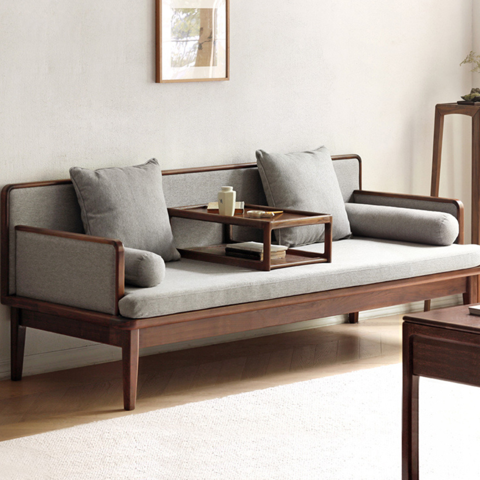 Black Walnut, Ash Solid Wood Sitting Sofa new Chinese Style.