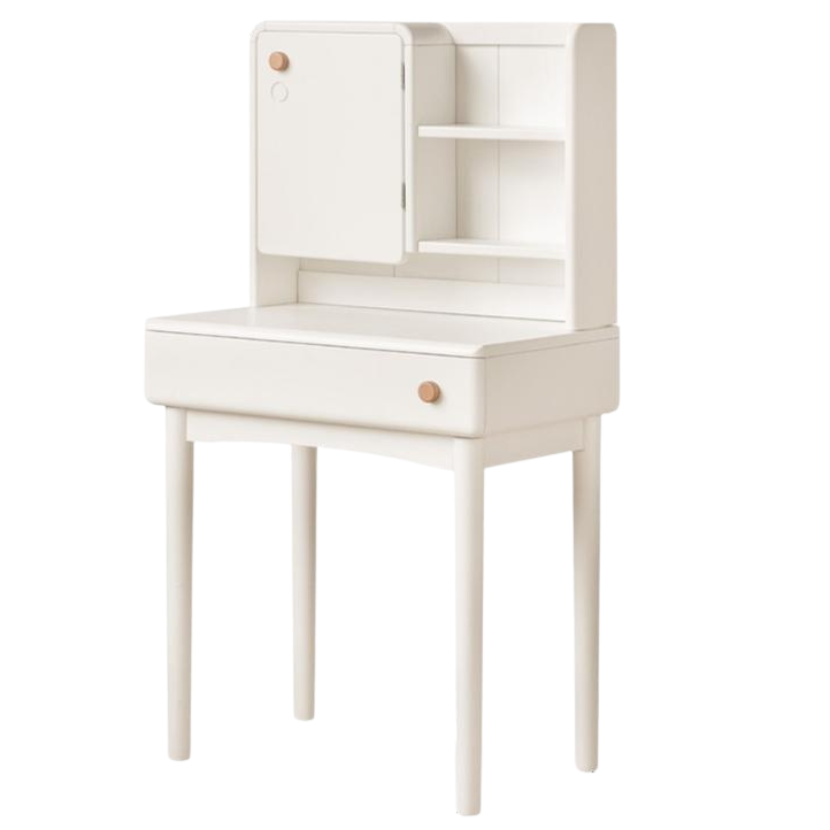 Solid Rubberwood Cream Style Vanity Table With Makeup Mirror.