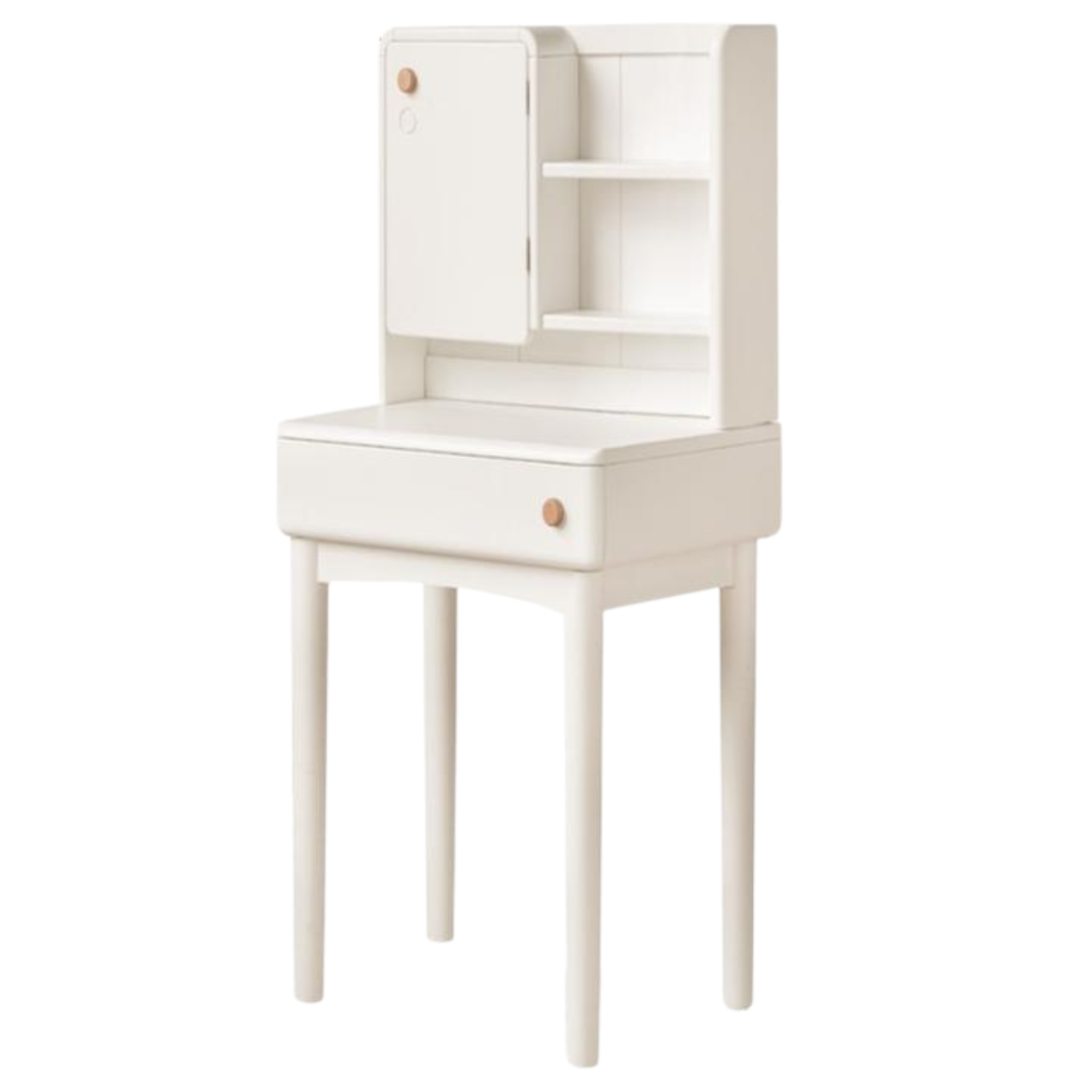 Solid Rubberwood Cream Style Vanity Table With Makeup Mirror.