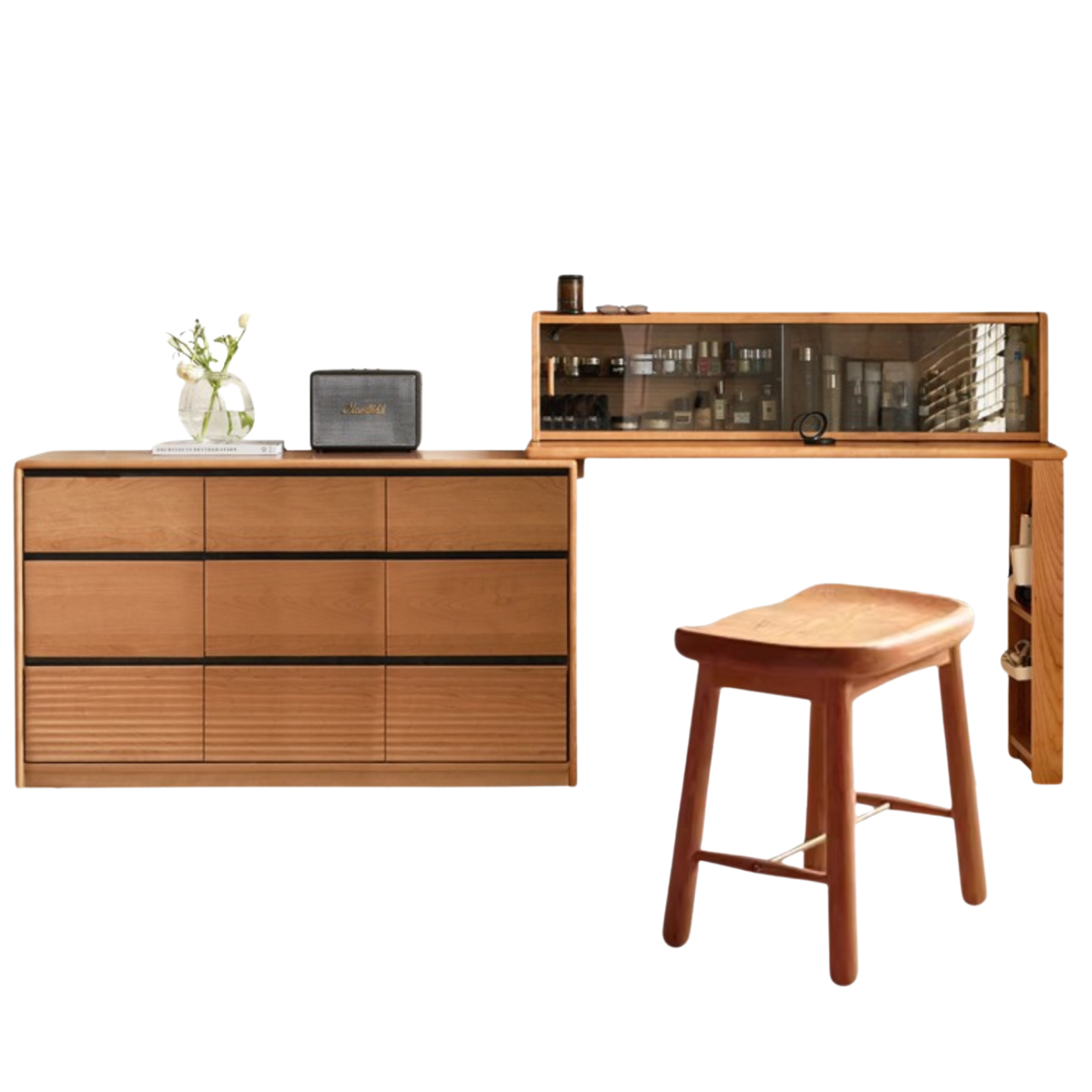 Cherry Solid Wood Retro Dressing Table.