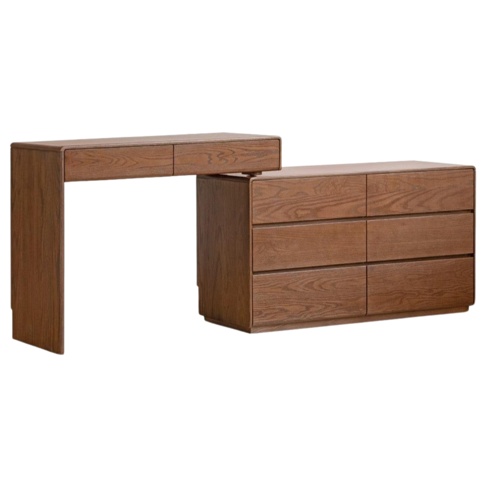 Oak Solid Wood Retro Style Retractable Dressing Table.