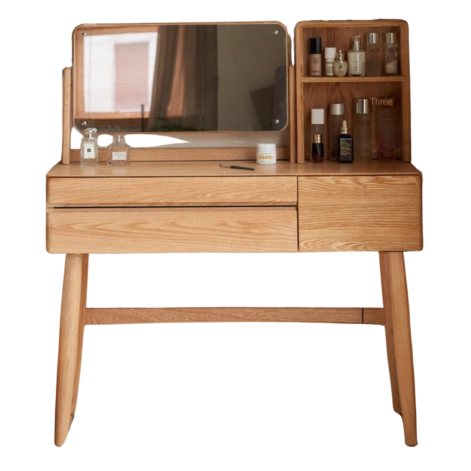 Oak, Beech Solid Wood Nordic Style Vanity Table.