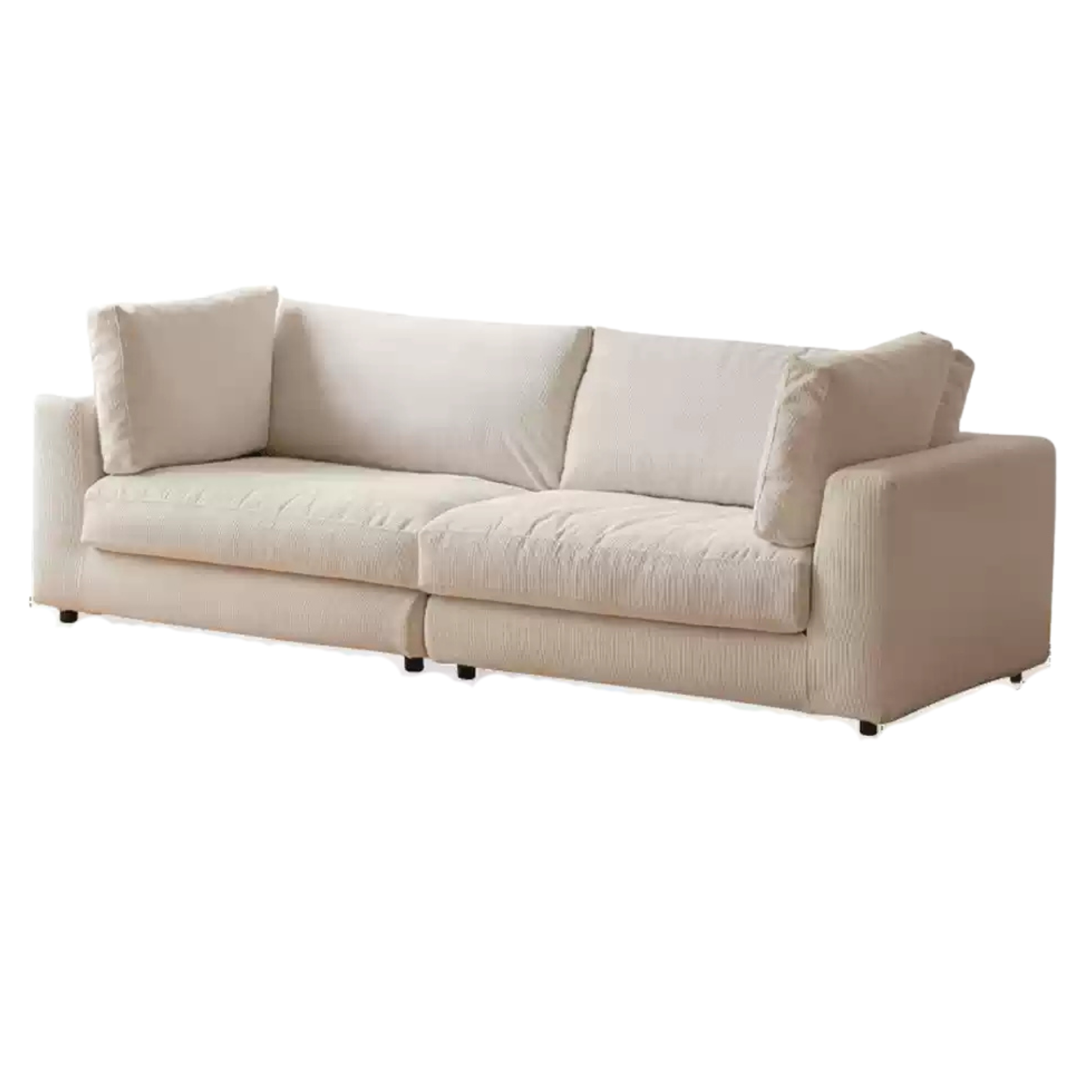 Fabric Sofa Straight Sofa White Cream Style.