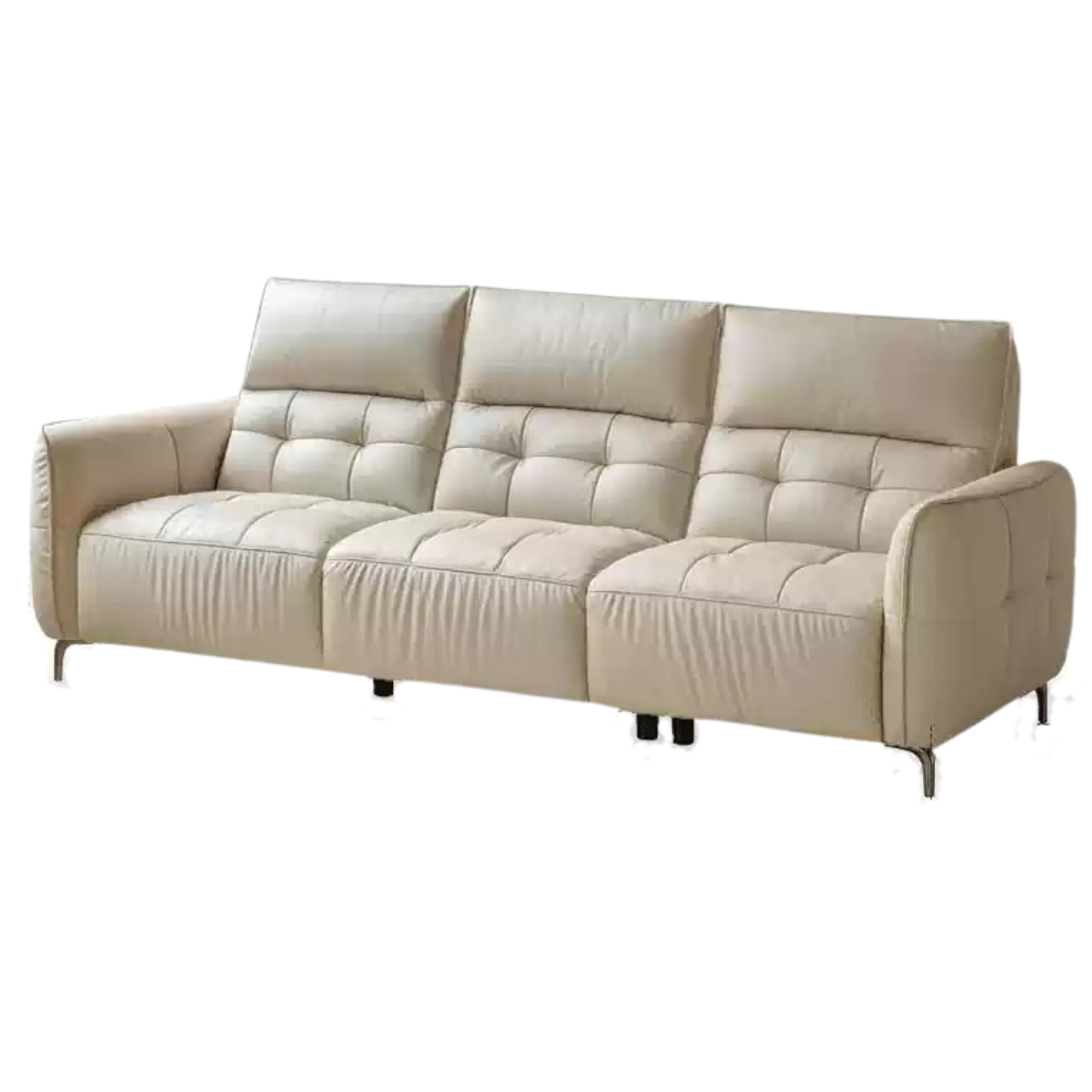 Leather High Back Straight Sofa,