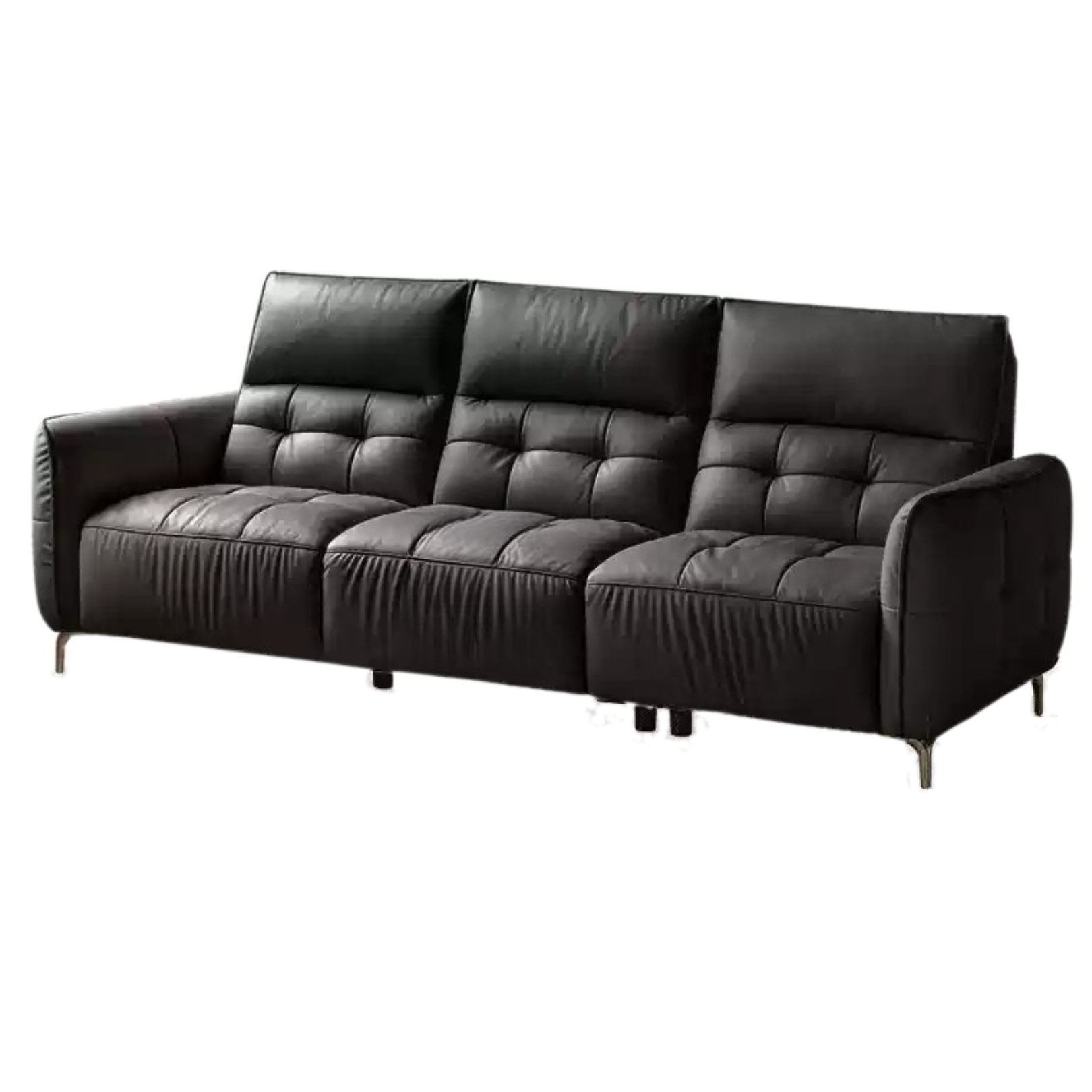 Leather High Back Straight Sofa,