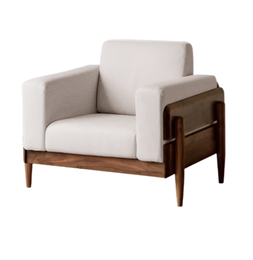 Black Walnut Solid Wood Fabric Sofa.