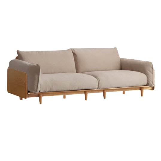 Oak, Ash Solid Wood Sofa Genuine Leather, Fabric.