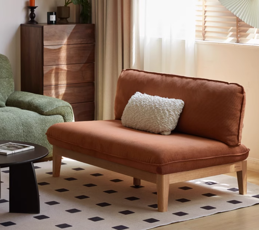 Oak Solid Wood Fabric Sofa.