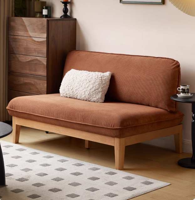 Oak Solid Wood Fabric Sofa.