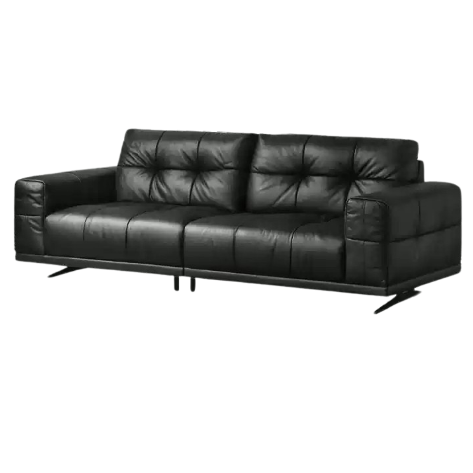 Leather Italian light luxury Piano Key Straight Sofa.