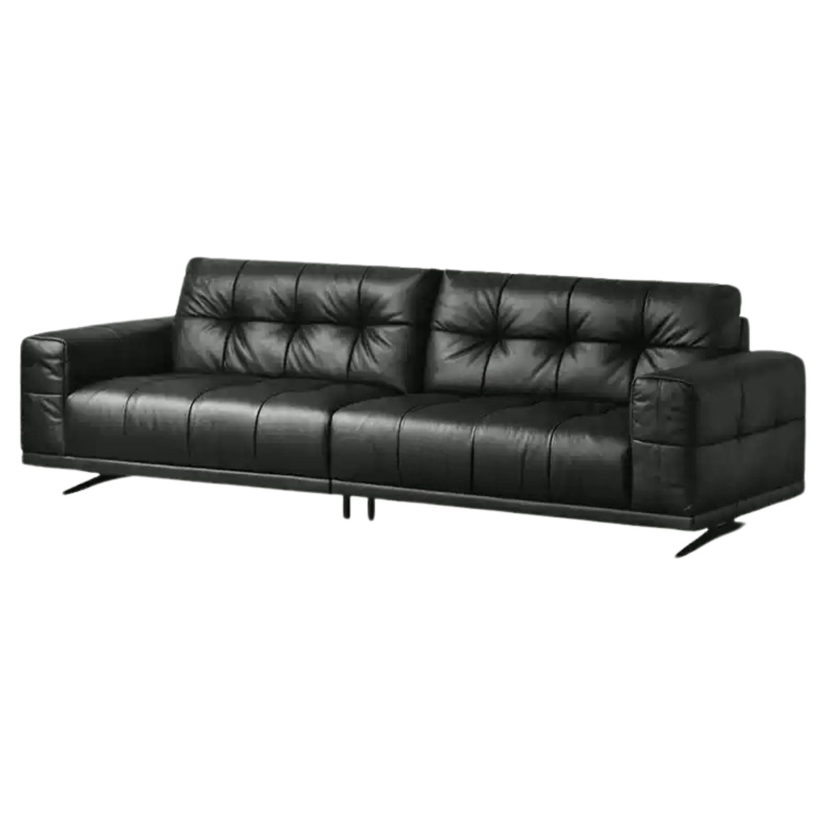 Leather Italian light luxury Piano Key Straight Sofa.