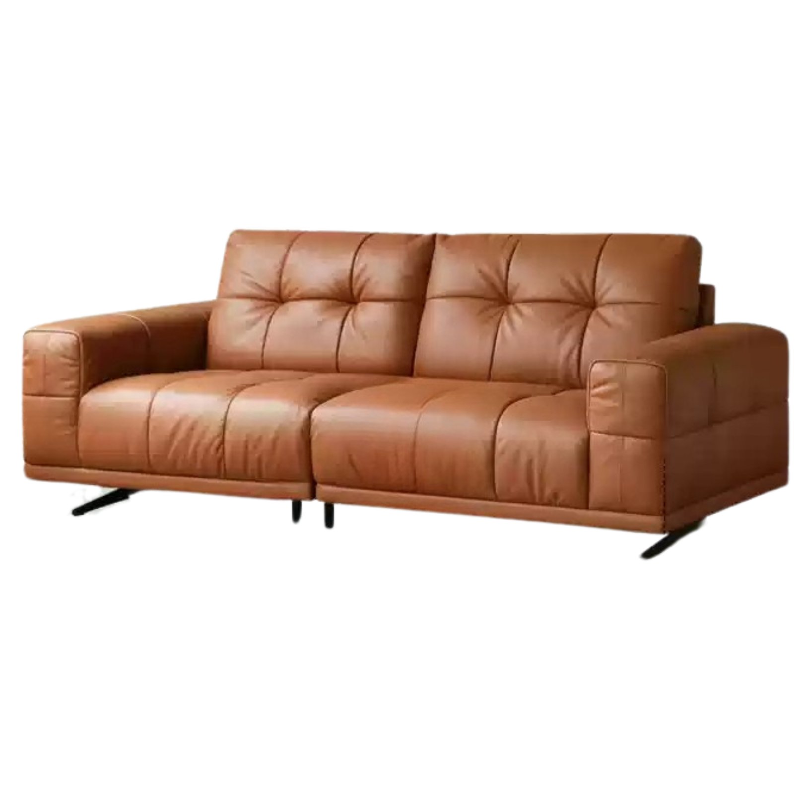 Leather Italian light luxury Piano Key Straight Sofa.