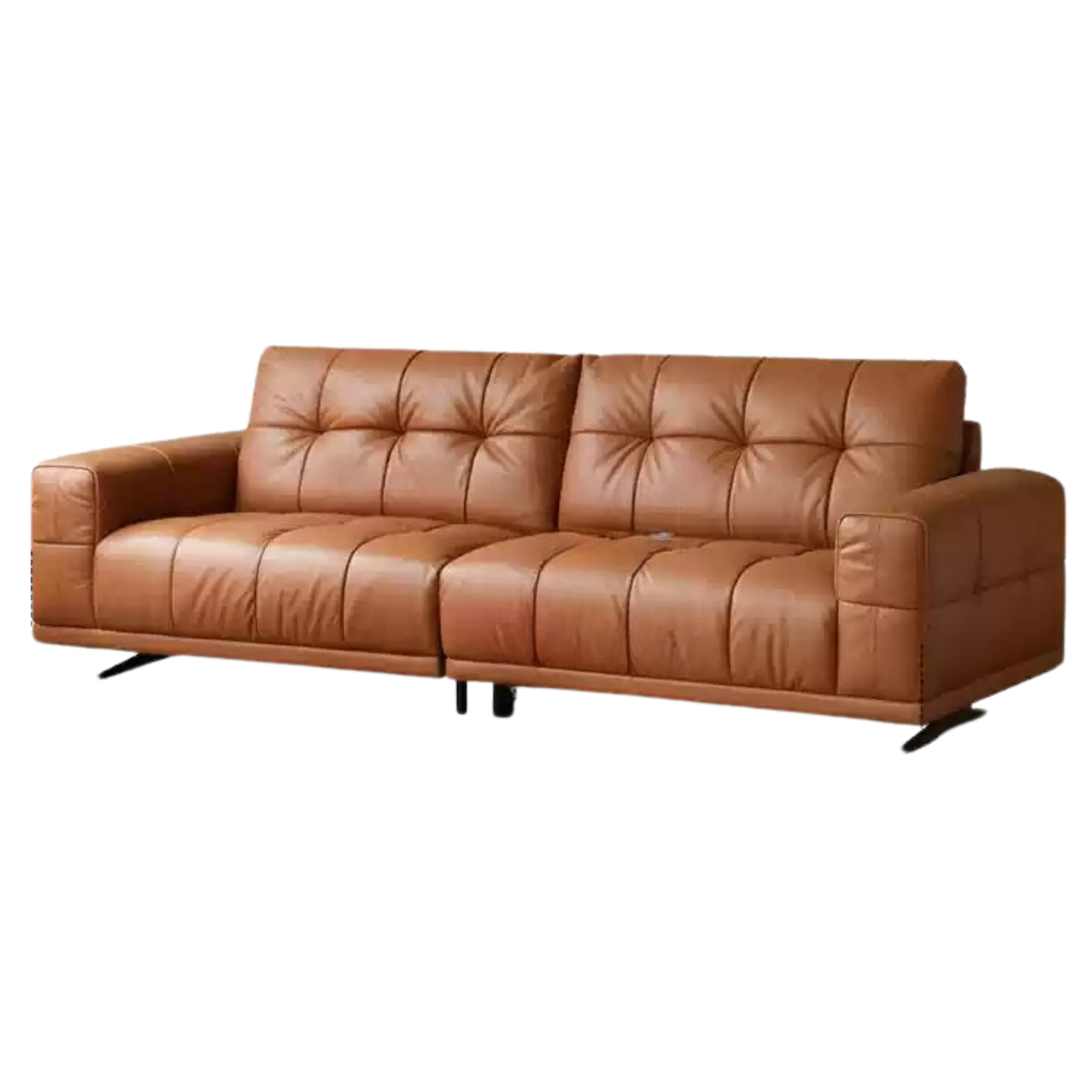 Leather Italian light luxury Piano Key Straight Sofa.