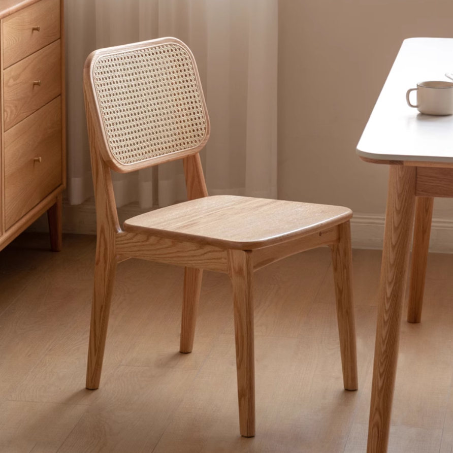 4 pcs - Oak, Ash Solid Wood Rattan Dining Chair