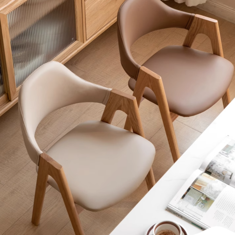 Black Walnut, Oak Solid Wood, Solid Rubberwood Chair with Soft Fabric/Leather Back 2 pcs
