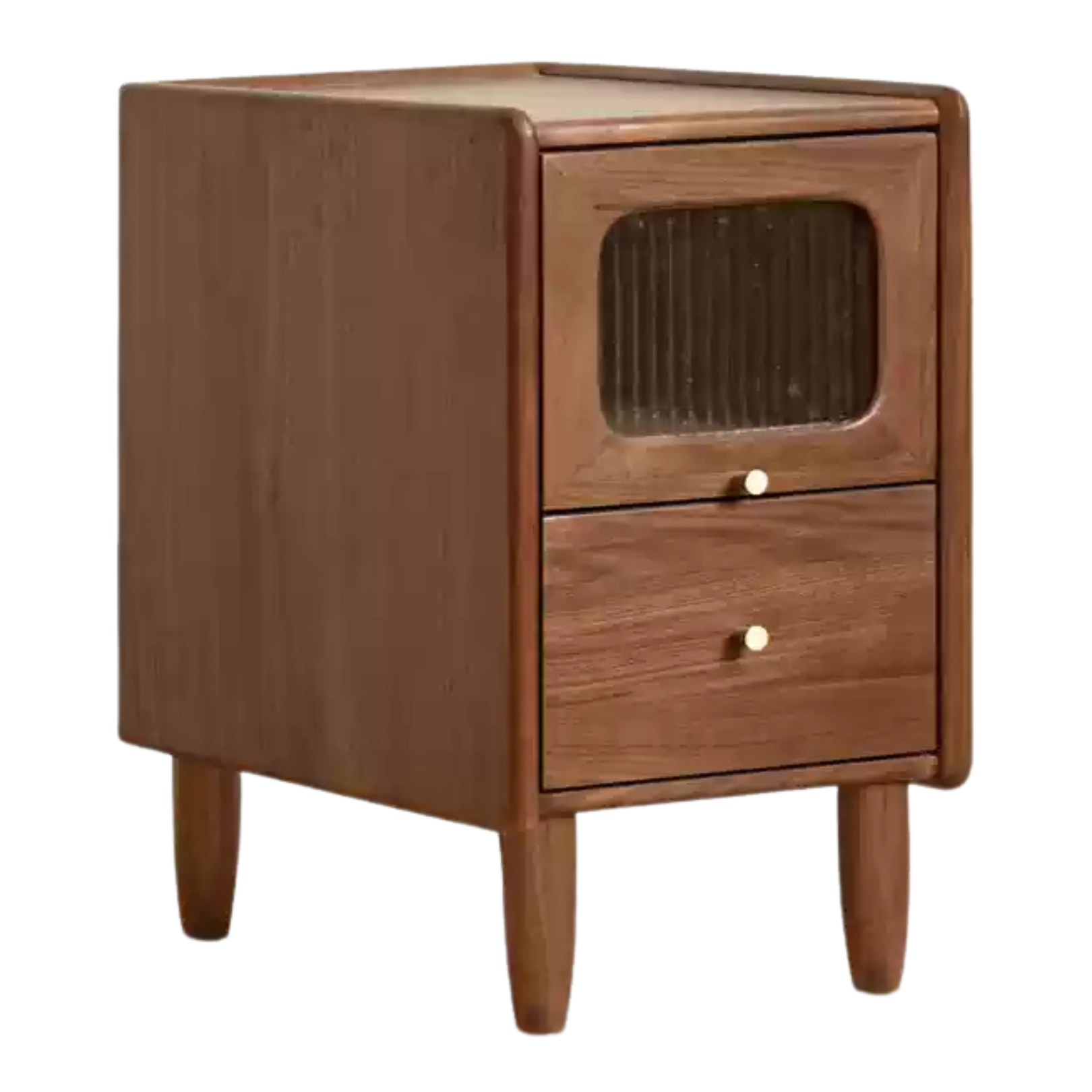Black Walnut, Calpa Solid Wood Ultra-Narrow Nightstand.