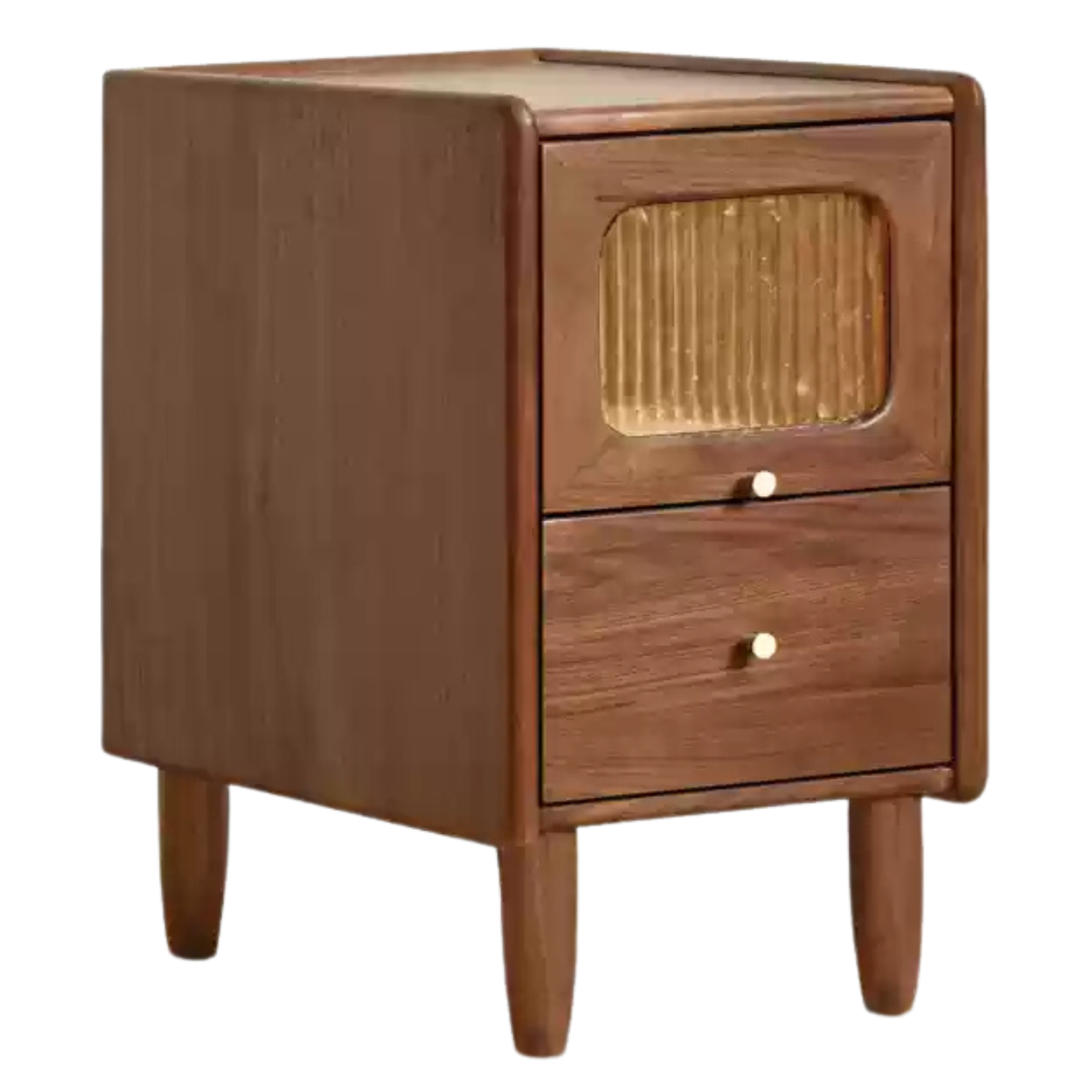 Black Walnut, Calpa Solid Wood Ultra-Narrow Nightstand.