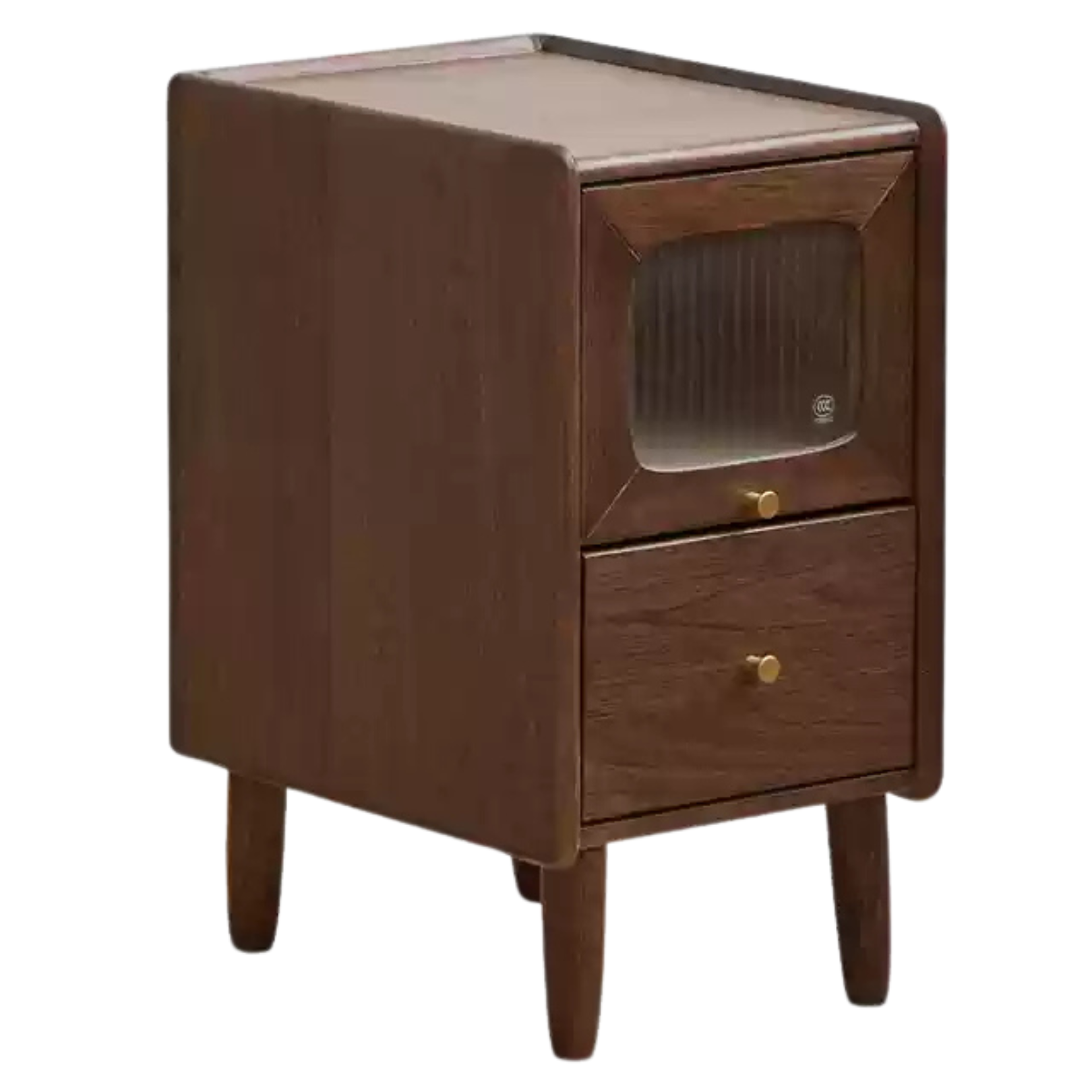 Black Walnut, Calpa Solid Wood Ultra-Narrow Nightstand.