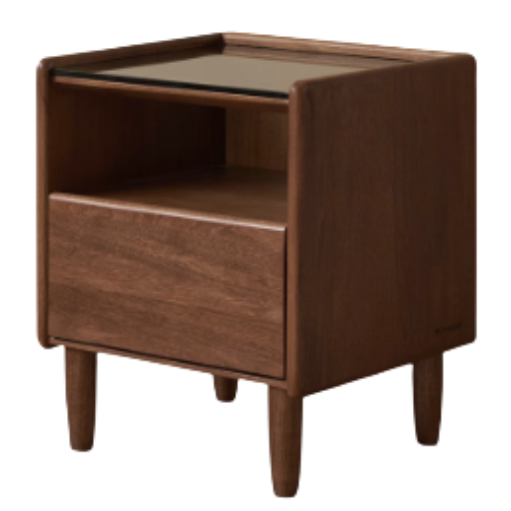 Black walnut, Caluswood Solid Wood Night Stand Glass Countertop
