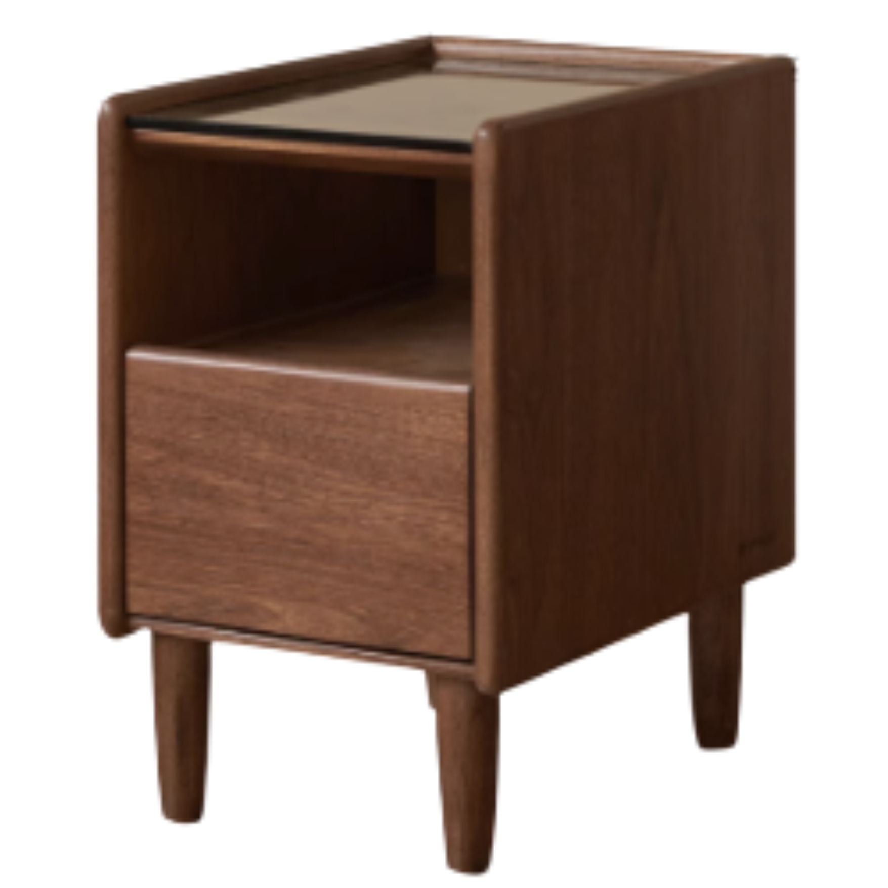 Black walnut, Caluswood Solid Wood Night Stand Glass Countertop