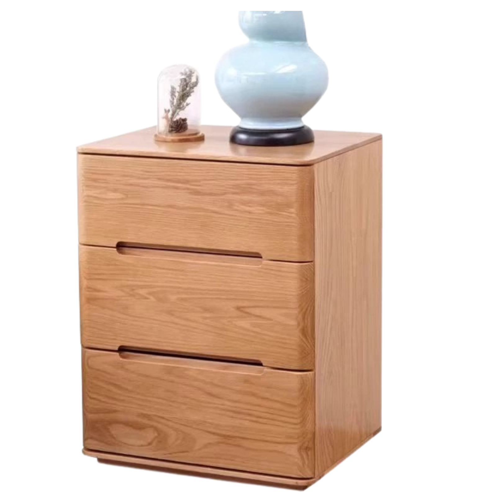 Oak Solid Wood Nightstand with Lock.
