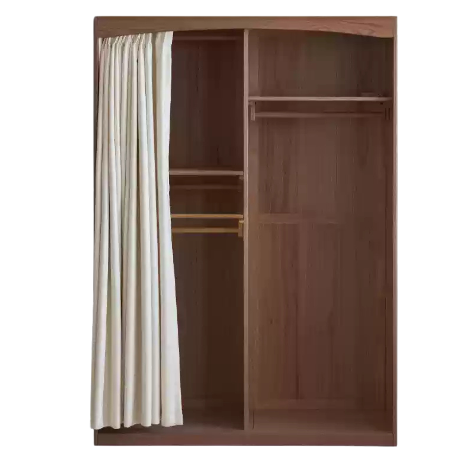 Oak, Solid Rubberwood Wardrobe Curtain Design.