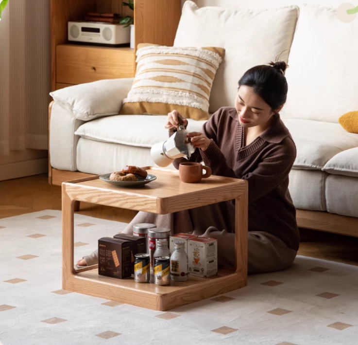 Oak Solid Wood Square Coffee Table.