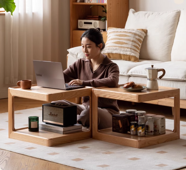 Oak Solid Wood Square Coffee Table.