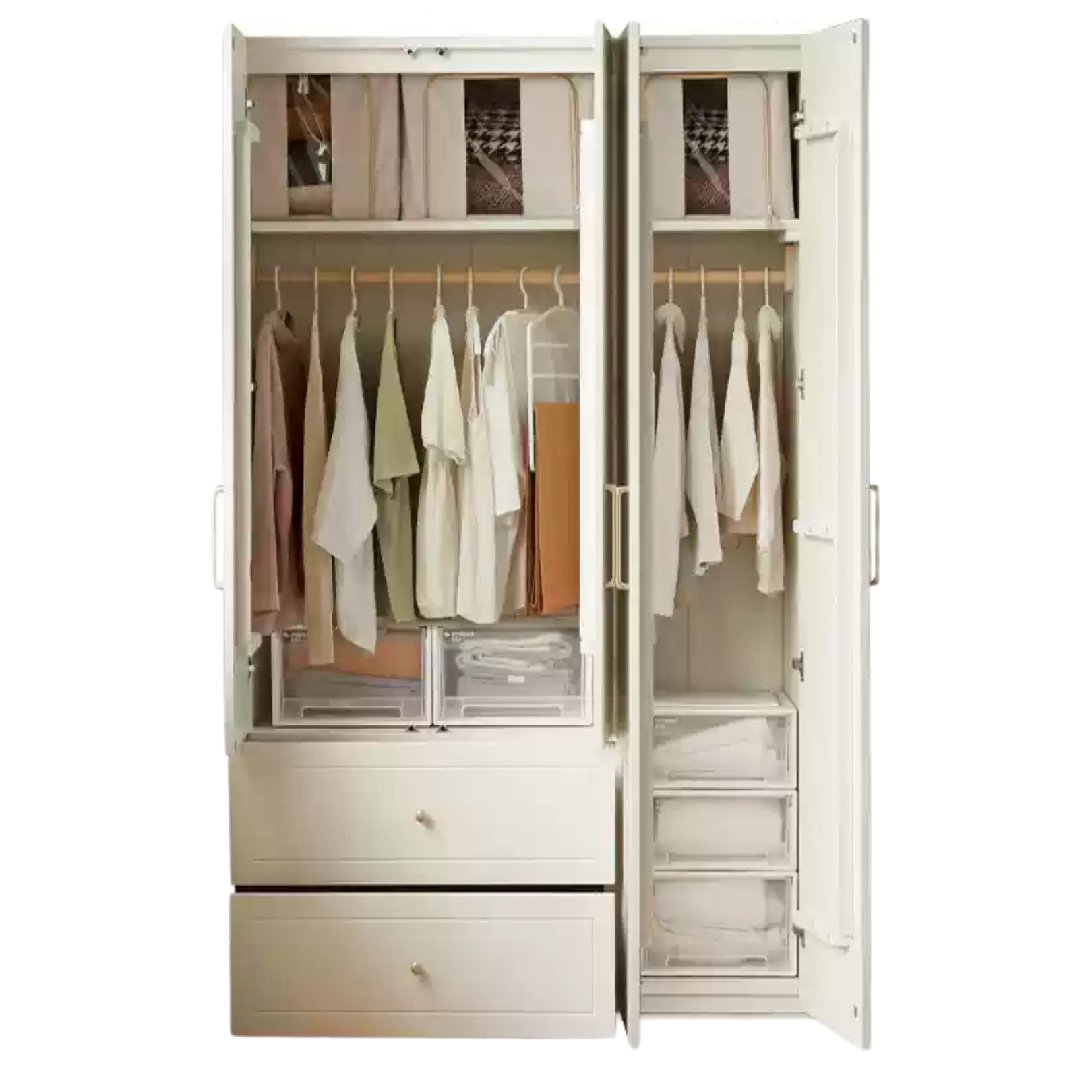 Pine Solid Wood Wardrobe French Cream Style.