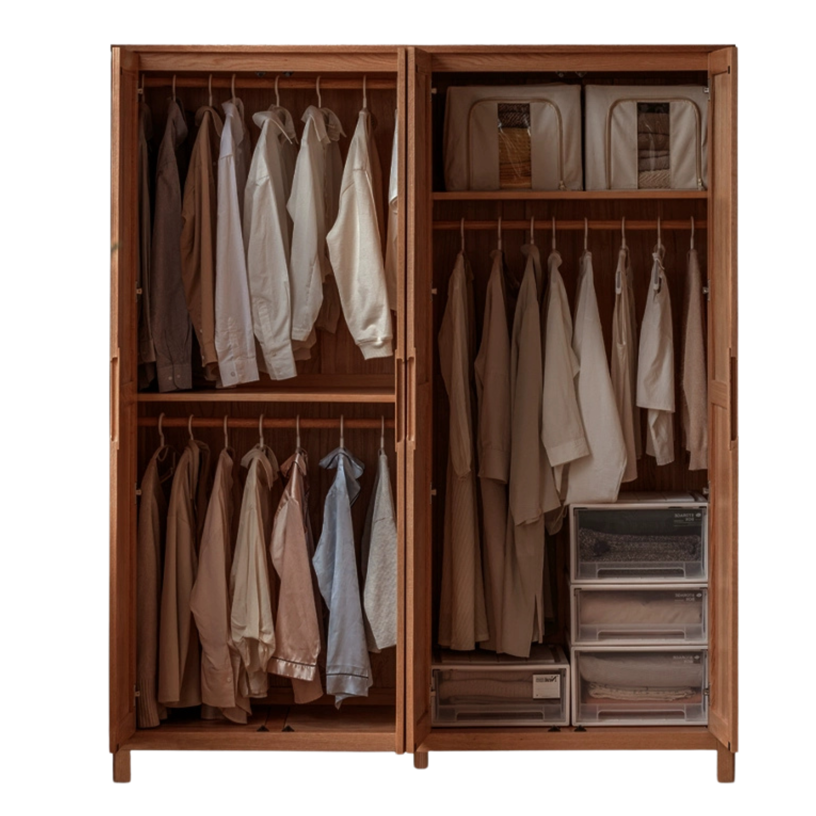 Oak Solid Wood Walnut Color Wardrobe.