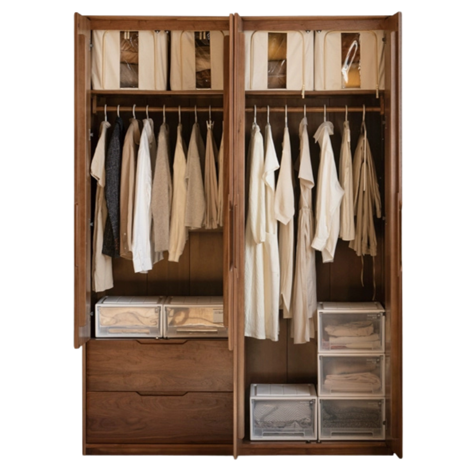 Black Walnut Solid Wood Large Wardrobe.