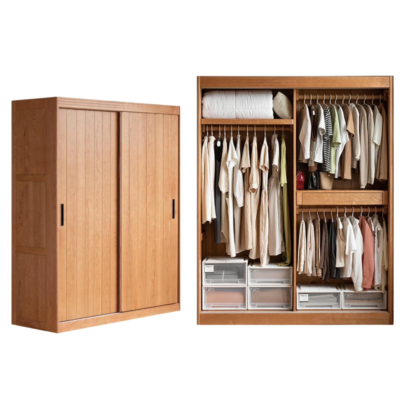 Cherry Wood Retro Wardrobe Sliding Door.