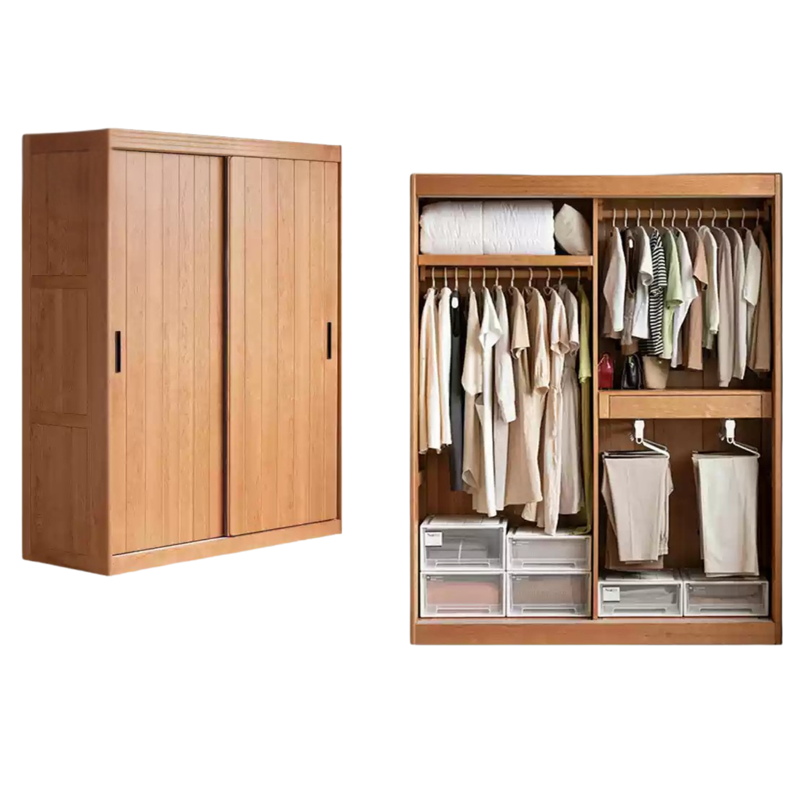 Cherry Wood Retro Wardrobe Sliding Door.