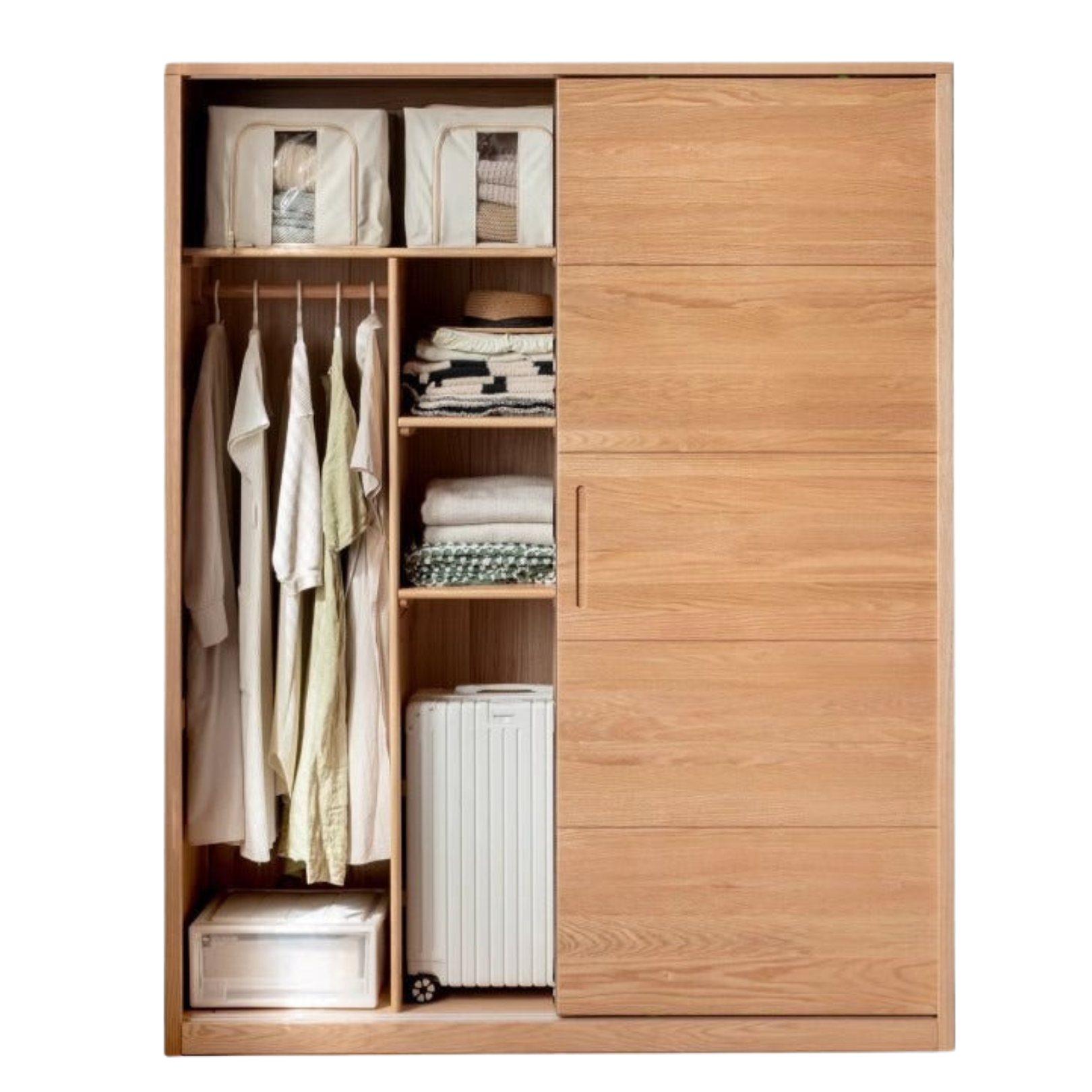 Oak, Pine Solid Wood Sliding Door Wardrobe.