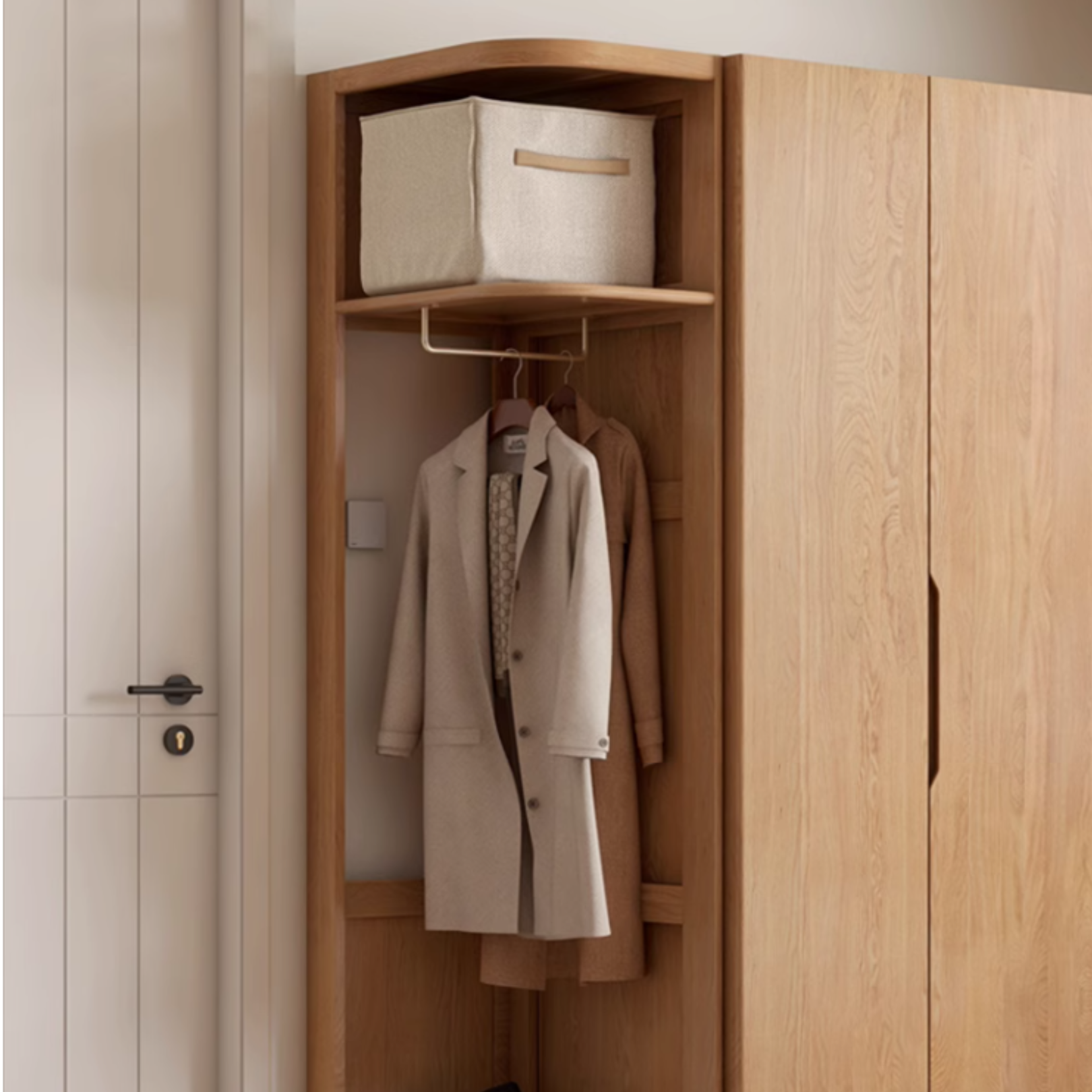 Oak, Cherry Solid Wood Corner Triangle Cabinet Corner Wardrobe.