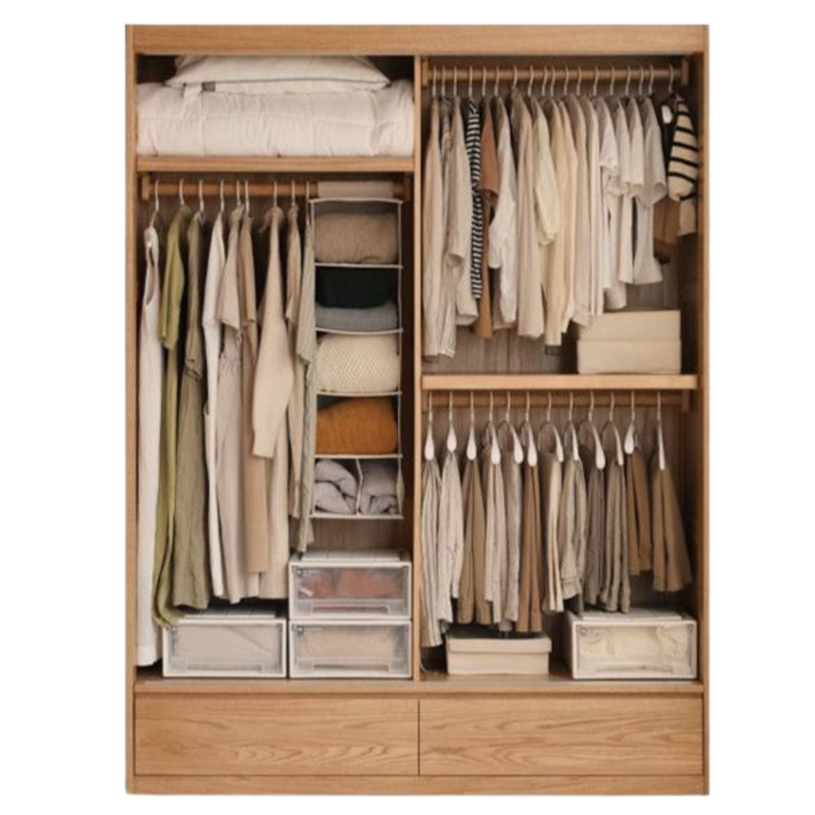 Oak, Ash Solid Wood Wardrobe Sliding Door Modern.