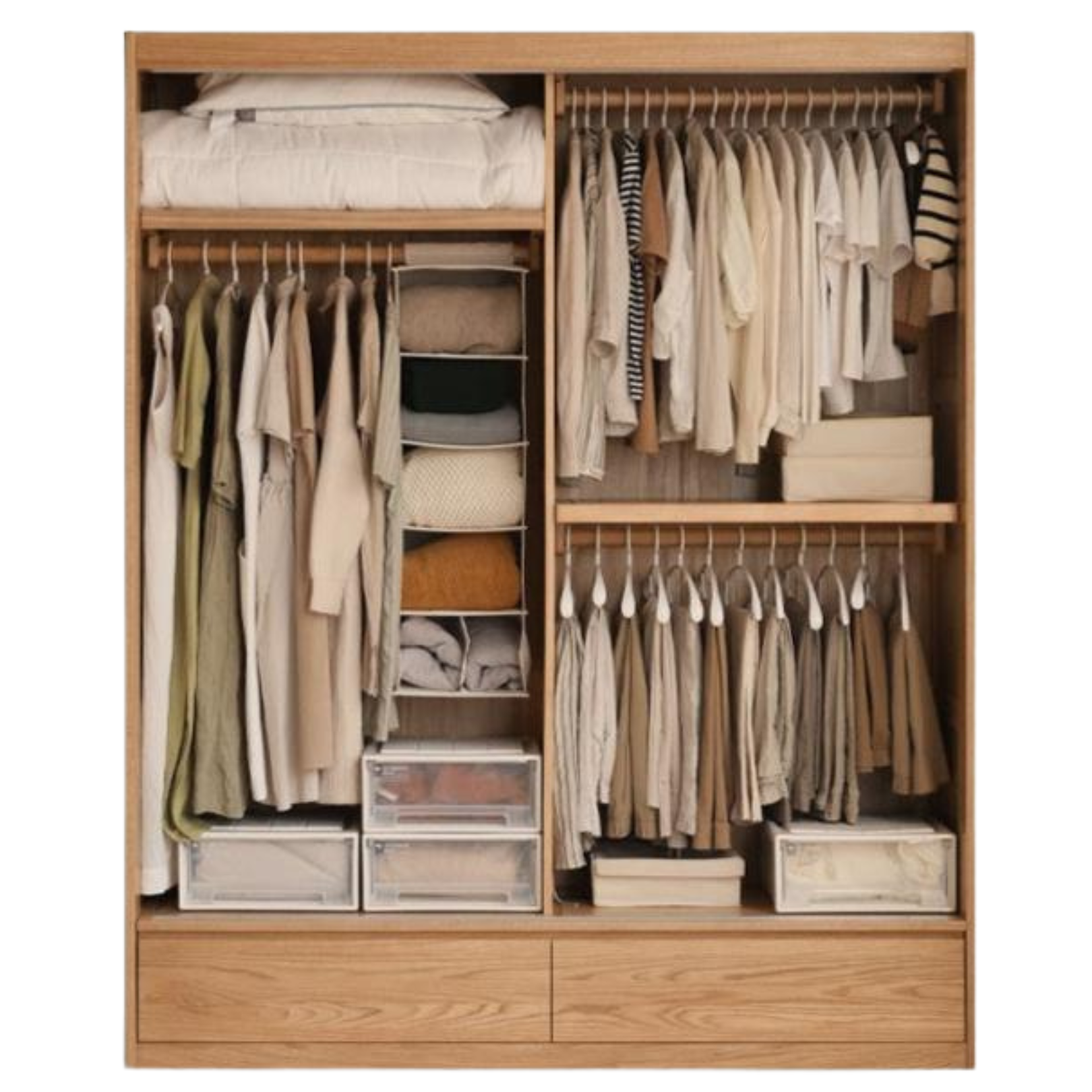 Oak, Ash Solid Wood Wardrobe Sliding Door Modern.