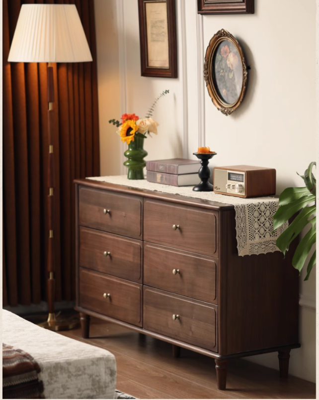 Black Walnut Solid Wood Retro Cabinet.