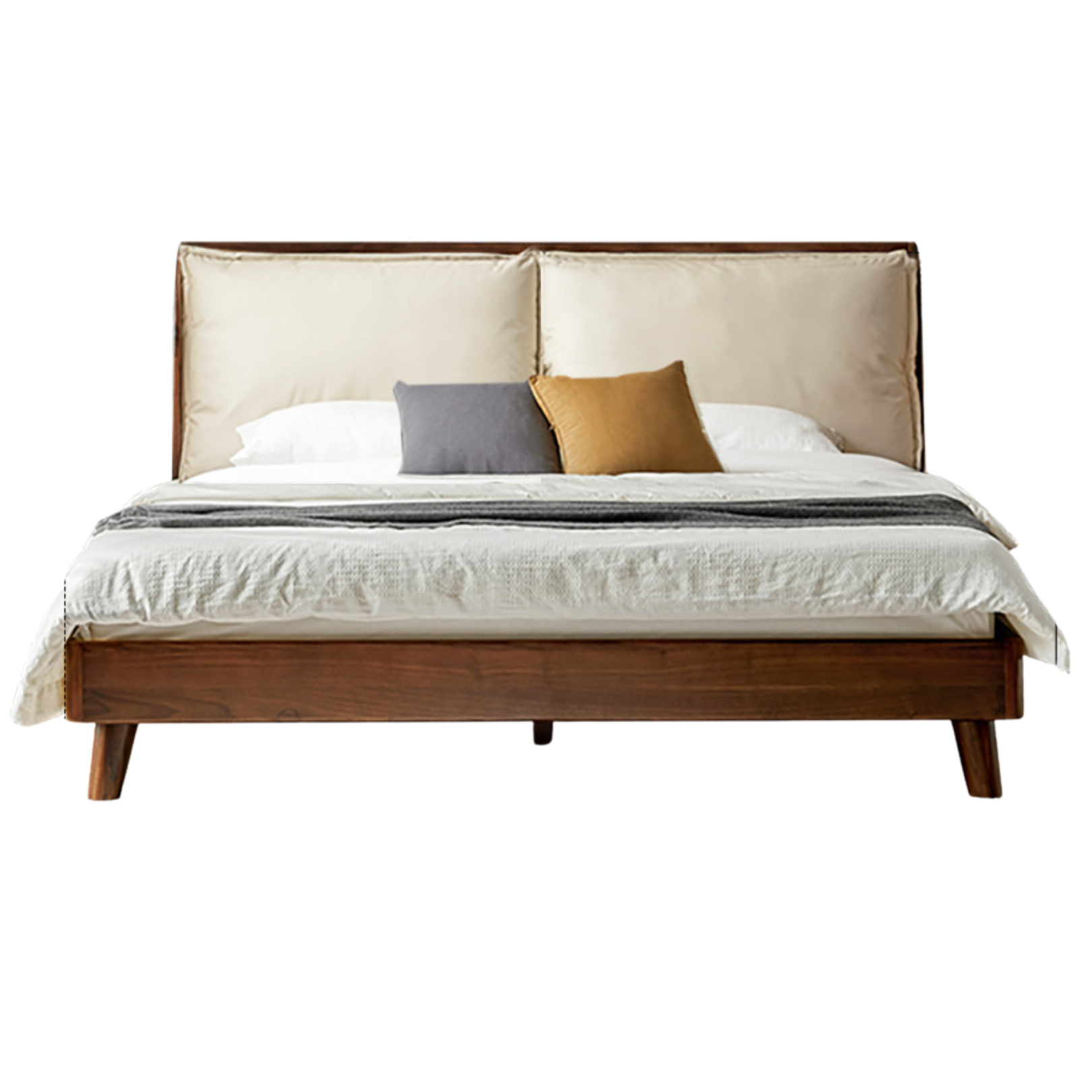 Black Walnut, Sandalwood Solid Wood Leather,Technology Cloth Bed