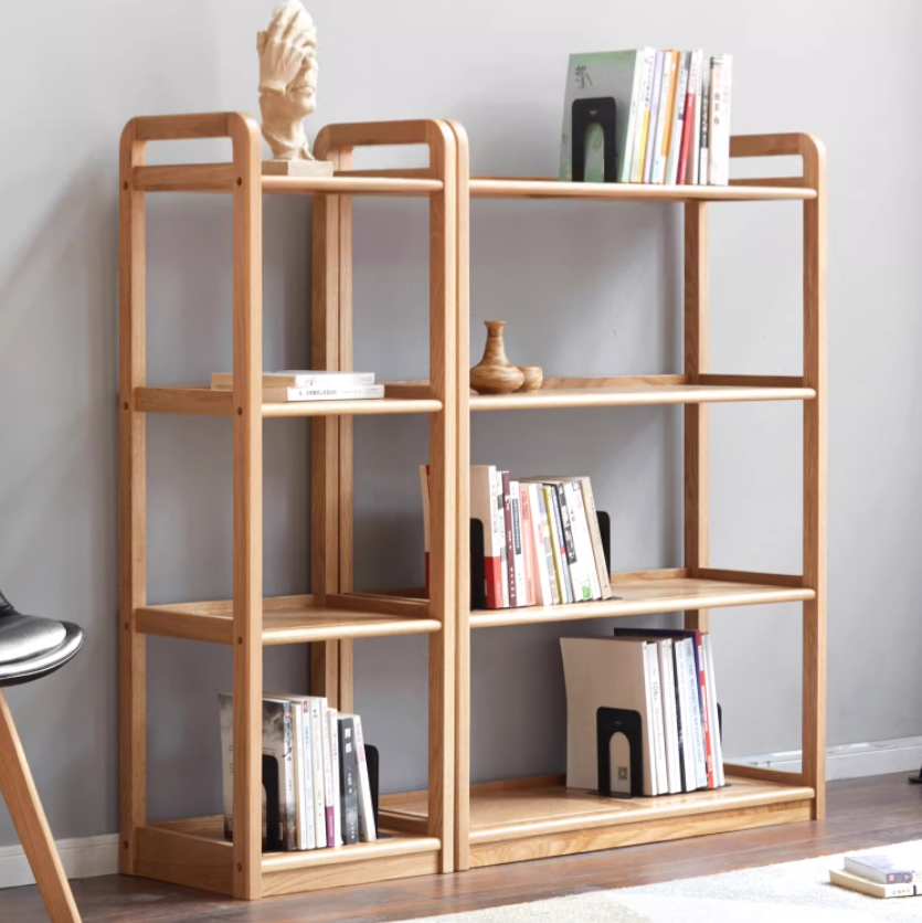 Oak Solid Wood Floor-Standing Bookshelf, Flower Rack