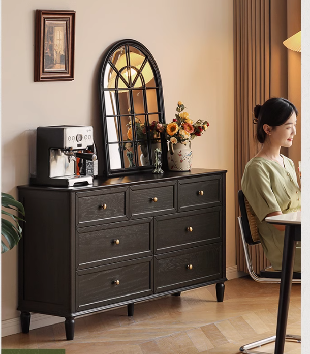 Solid RubberWood, Oak Solid Wood American Style Dresser, Drawers