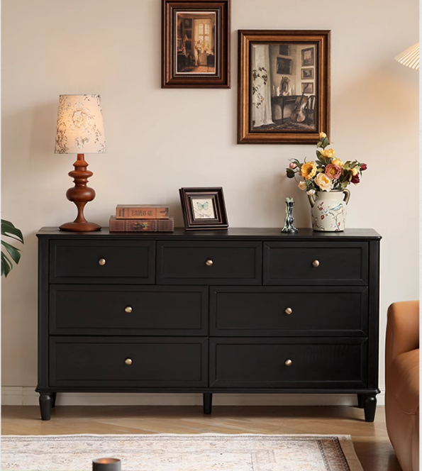 Solid RubberWood, Oak Solid Wood American Style Dresser, Drawers