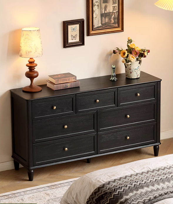 Solid RubberWood, Oak Solid Wood American Style Dresser, Drawers