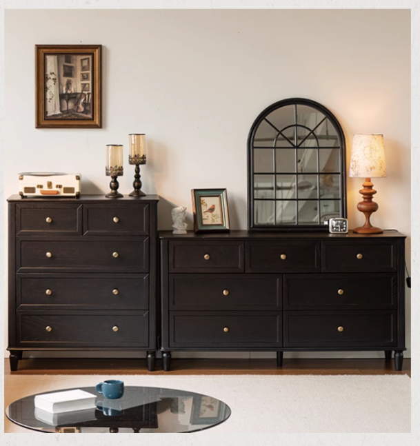 Solid RubberWood, Oak Solid Wood American Style Dresser, Drawers