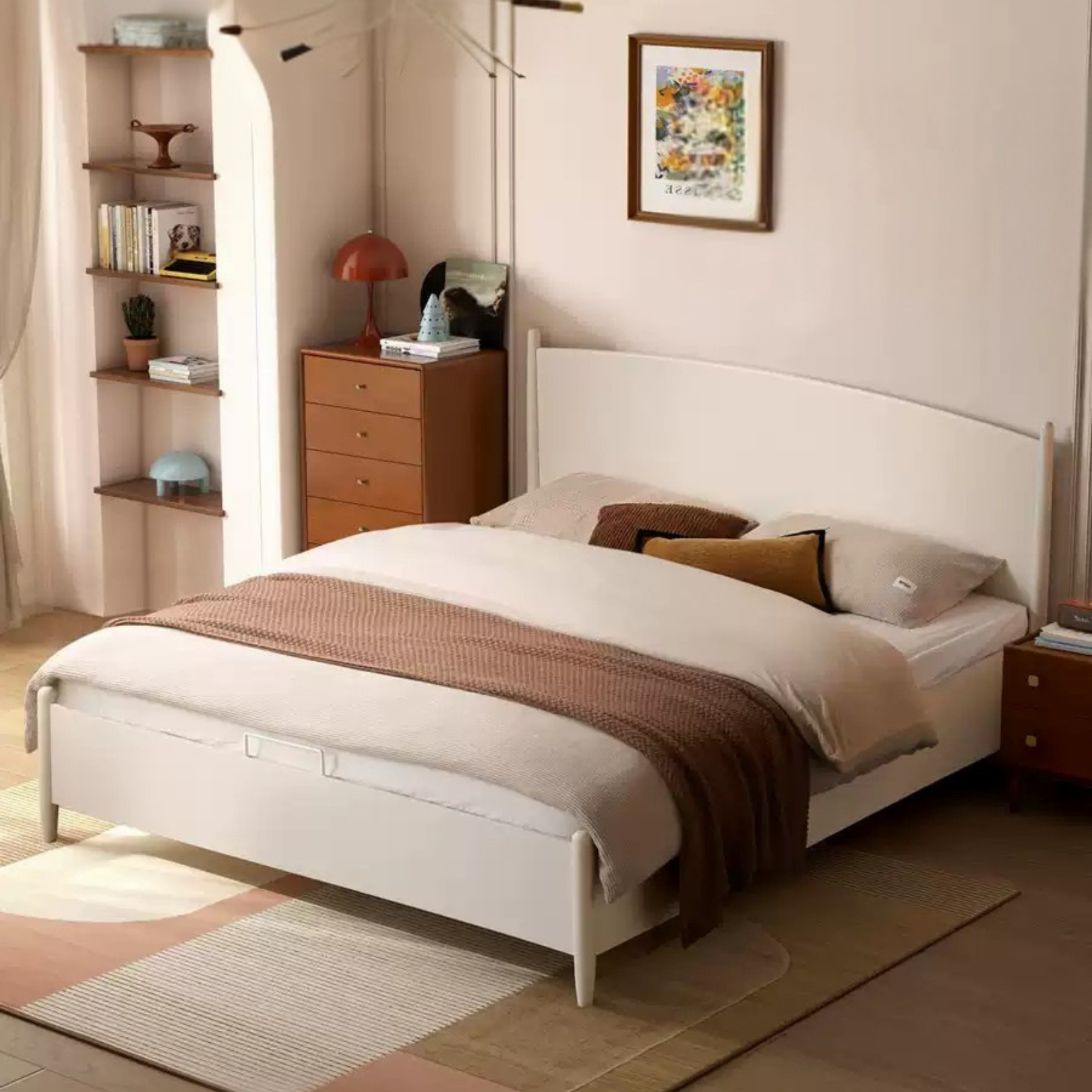 Rubber Wood, Oak Solid Wood French Style Box Bed