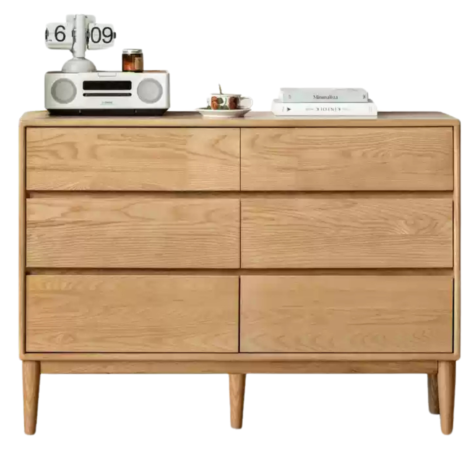 Ash Solid Wood Dresser, Drawer Storage Cabinet